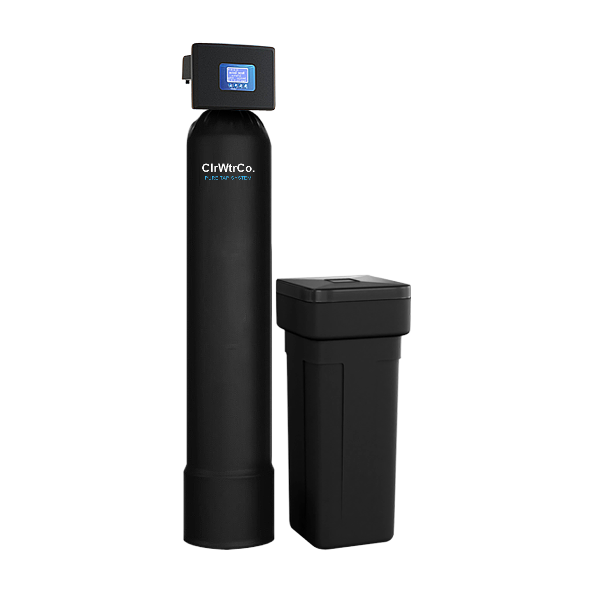 ClrWtrCo branded softener tank with square brine tank